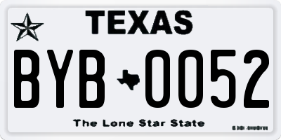 TX license plate BYB0052