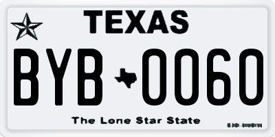 TX license plate BYB0060