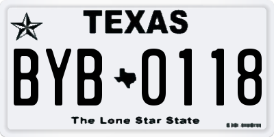 TX license plate BYB0118