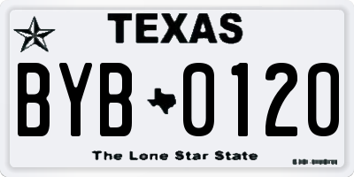 TX license plate BYB0120
