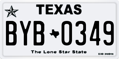 TX license plate BYB0349