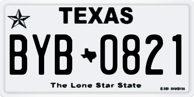 TX license plate BYB0821