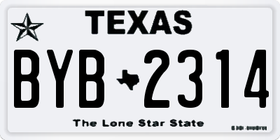 TX license plate BYB2314