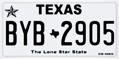 TX license plate BYB2905