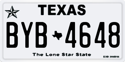 TX license plate BYB4648