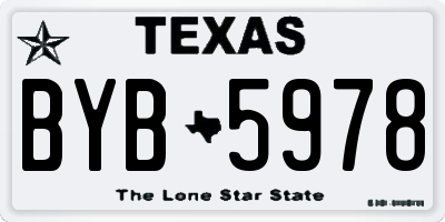TX license plate BYB5978