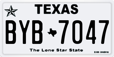 TX license plate BYB7047