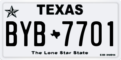 TX license plate BYB7701