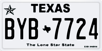 TX license plate BYB7724