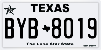 TX license plate BYB8019