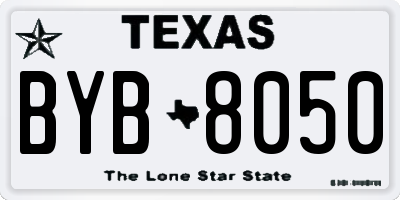 TX license plate BYB8050