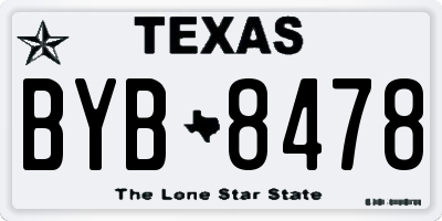 TX license plate BYB8478