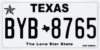 TX license plate BYB8765