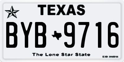 TX license plate BYB9716