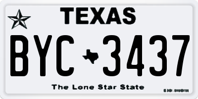 TX license plate BYC3437