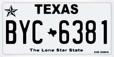 TX license plate BYC6381