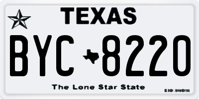 TX license plate BYC8220