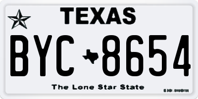 TX license plate BYC8654
