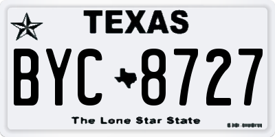 TX license plate BYC8727