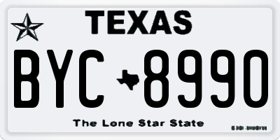 TX license plate BYC8990