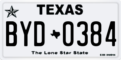 TX license plate BYD0384