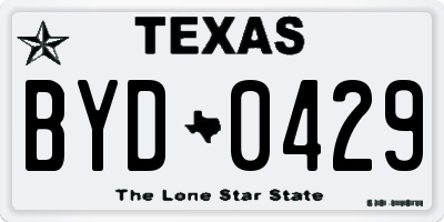 TX license plate BYD0429