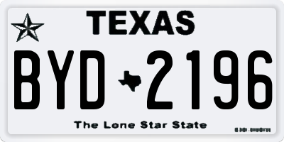TX license plate BYD2196