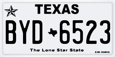 TX license plate BYD6523