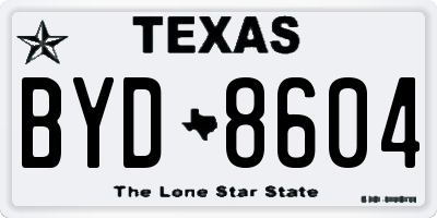TX license plate BYD8604