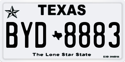TX license plate BYD8883