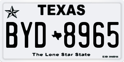 TX license plate BYD8965