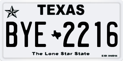 TX license plate BYE2216