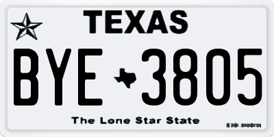 TX license plate BYE3805