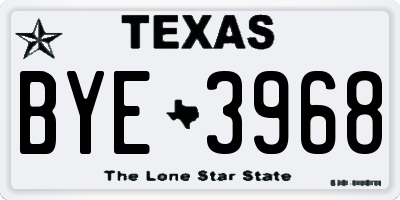 TX license plate BYE3968