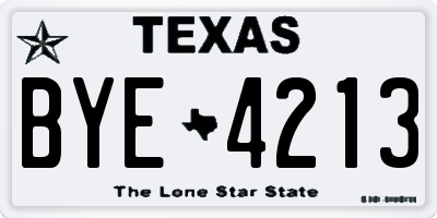 TX license plate BYE4213