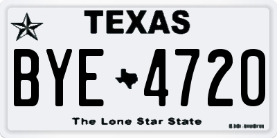 TX license plate BYE4720