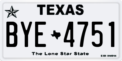 TX license plate BYE4751