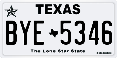 TX license plate BYE5346