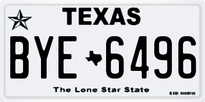 TX license plate BYE6496