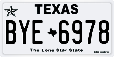 TX license plate BYE6978
