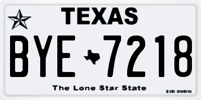TX license plate BYE7218