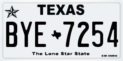 TX license plate BYE7254
