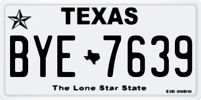 TX license plate BYE7639
