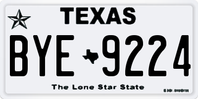 TX license plate BYE9224