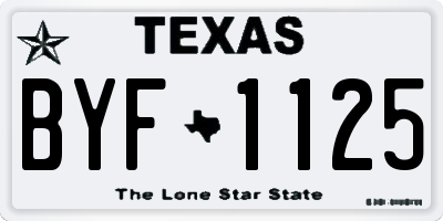 TX license plate BYF1125