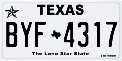 TX license plate BYF4317