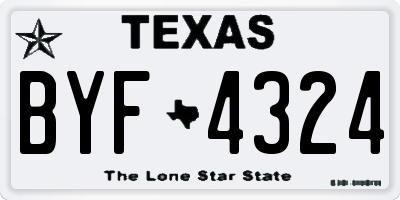 TX license plate BYF4324
