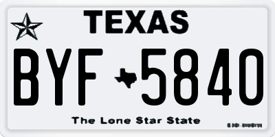 TX license plate BYF5840