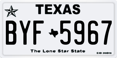 TX license plate BYF5967