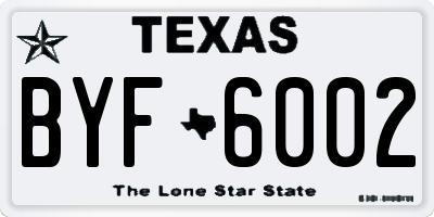 TX license plate BYF6002